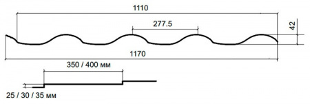 Металлочерепица Монтерроса Norman 1170 мм (1110 раб.)