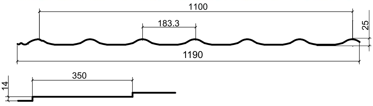 Декоративный профиль 1190 мм (рабочая 1100 мм)